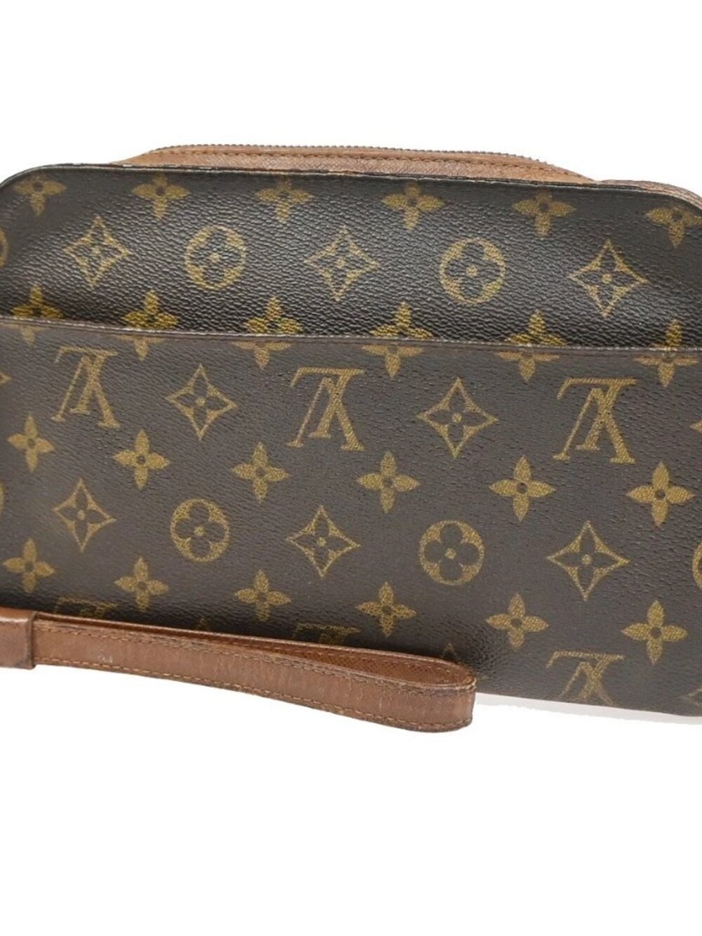 LOUIS VUITTON Orsay Clutch Hand Bag Monogram Leather Brown France - Picture 1 of 16